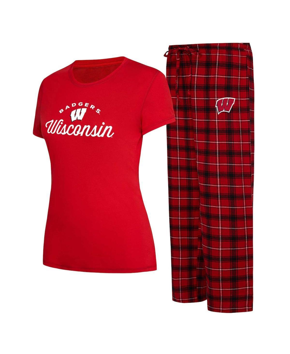 Womens Concepts Sport Red Wisconsin Badgers Arctic T-shirt and Flannel Pants Sleep Set - Red Product Image