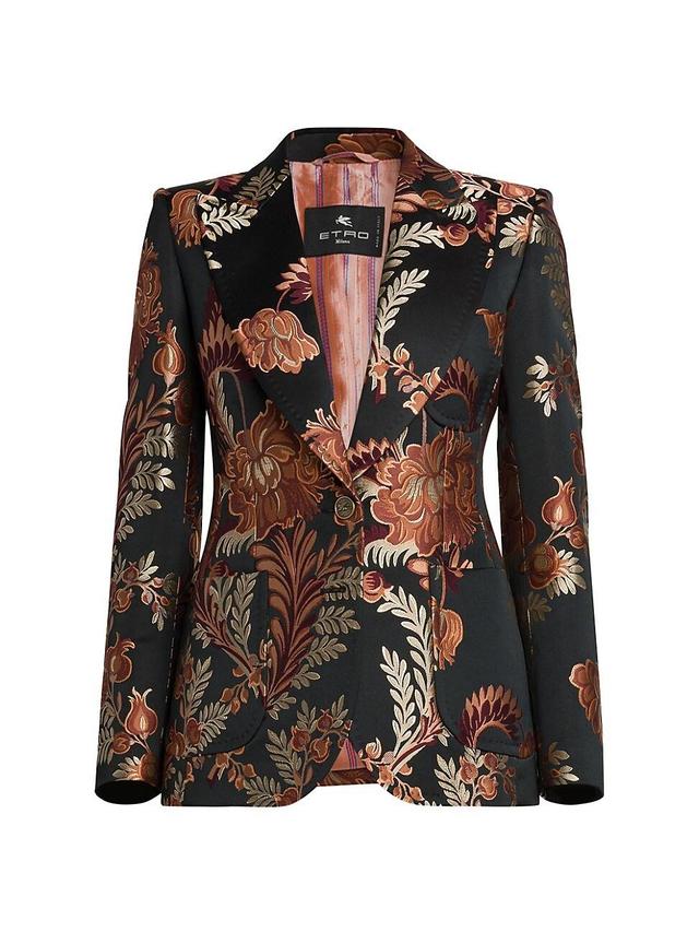 Womens Floral Brocade Blazer Product Image