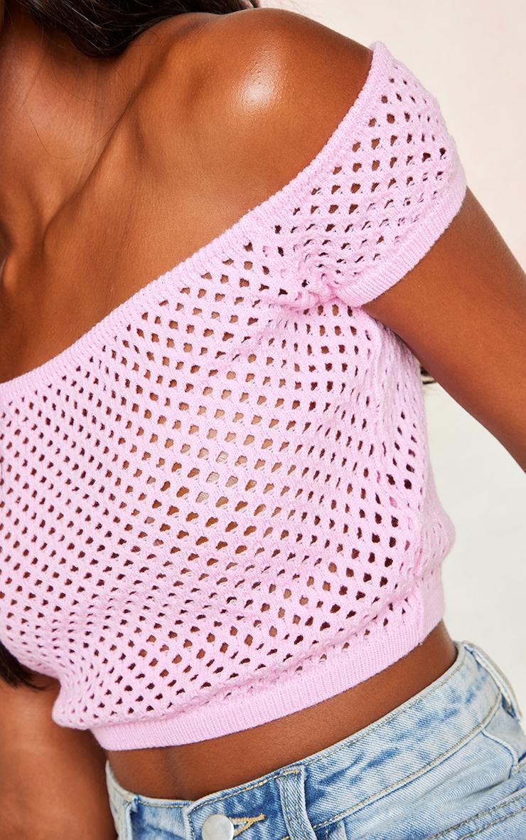 Bubblegum Pink Open Soft Knit Off The Shoulder Top Product Image