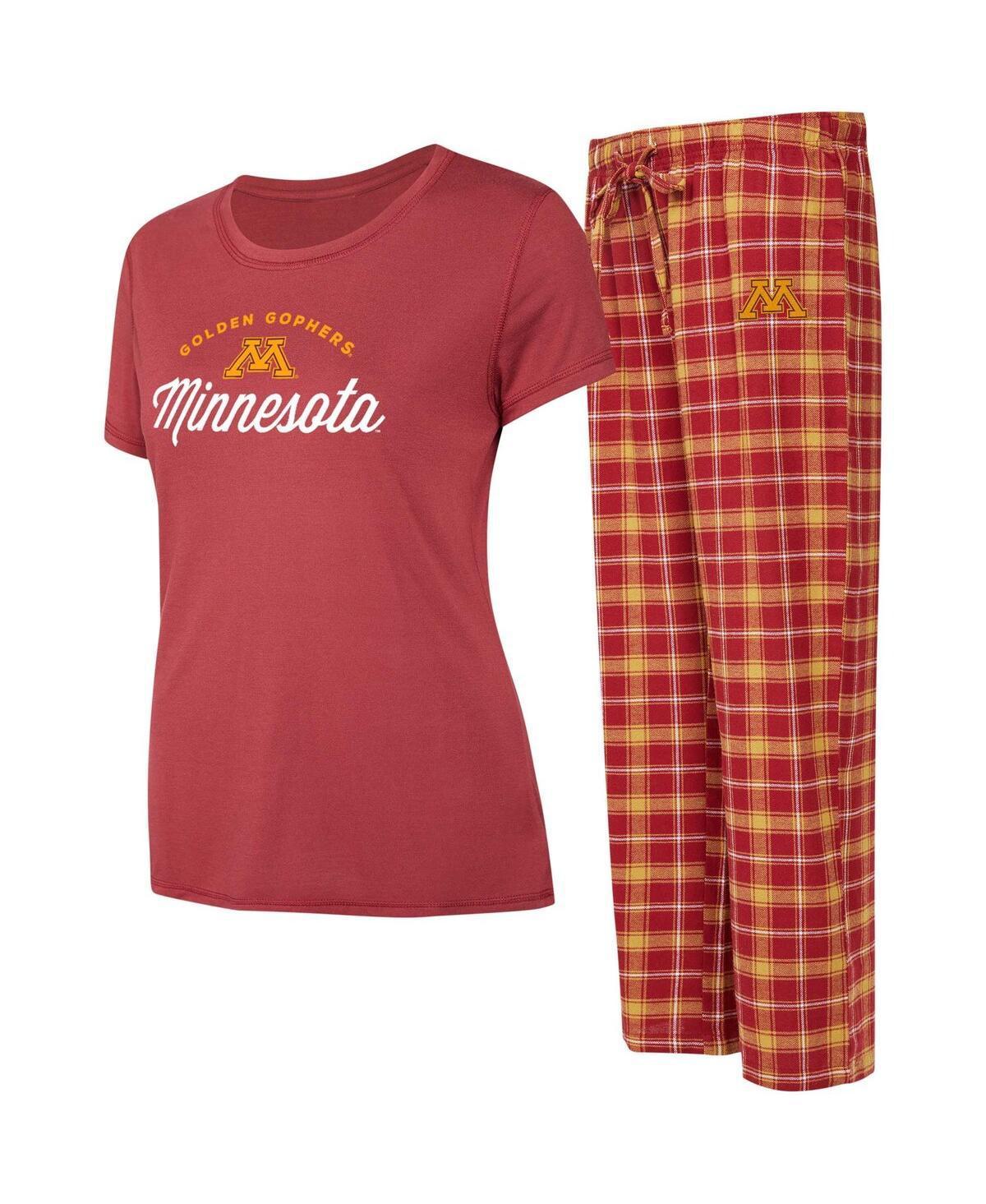 Womens Concepts Sport Maroon/Gold Minnesota Golden Gophers Arctic T-Shirt & Flannel Pants Sleep Set Product Image