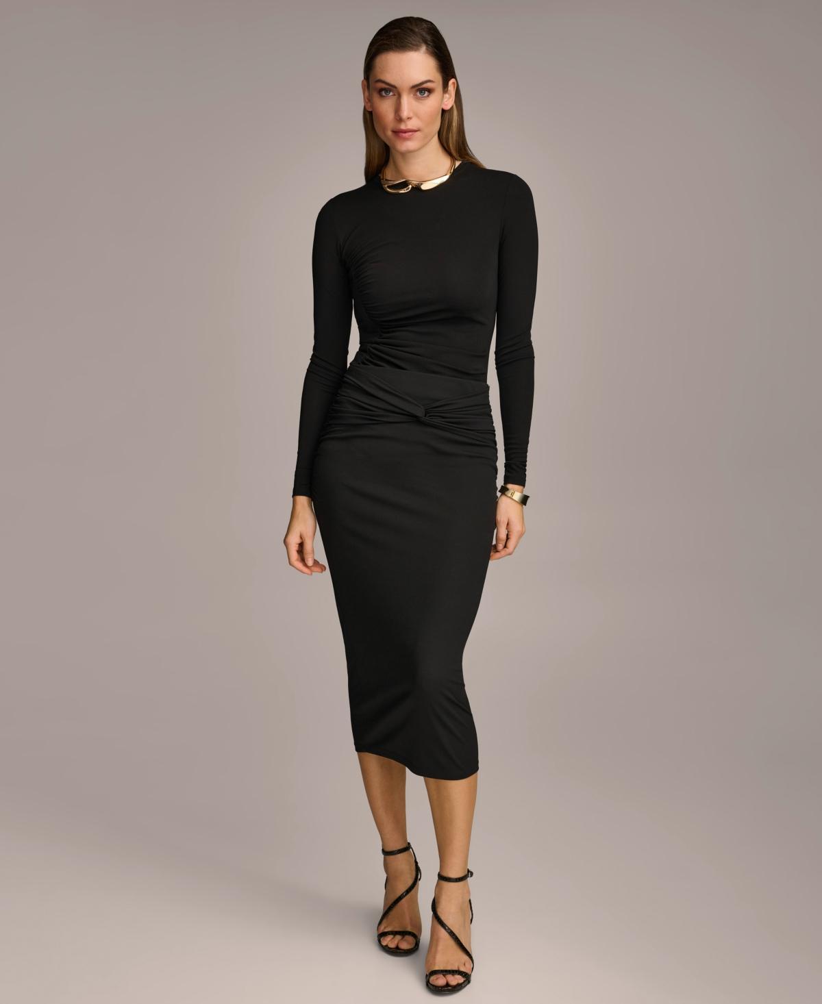 Donna Karan Womens Twist-Front Knit Pull-On Pencil Skirt Product Image