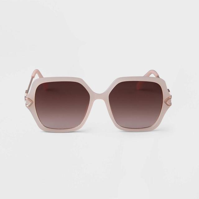 Womens Oversized Square Matte Sunglasses - A New Day Ivory Product Image