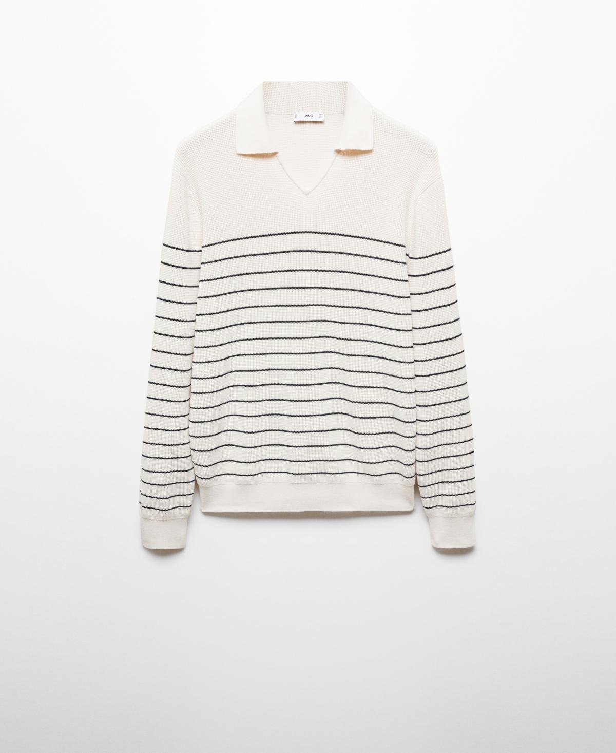 MANGO MAN - Striped knit sweater off whiteMen Product Image