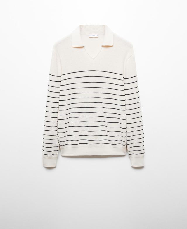 MANGO MAN - Striped knit sweater off whiteMen Product Image