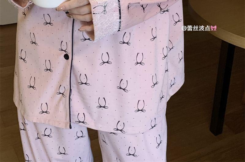 Bow Print Pajama Set Product Image