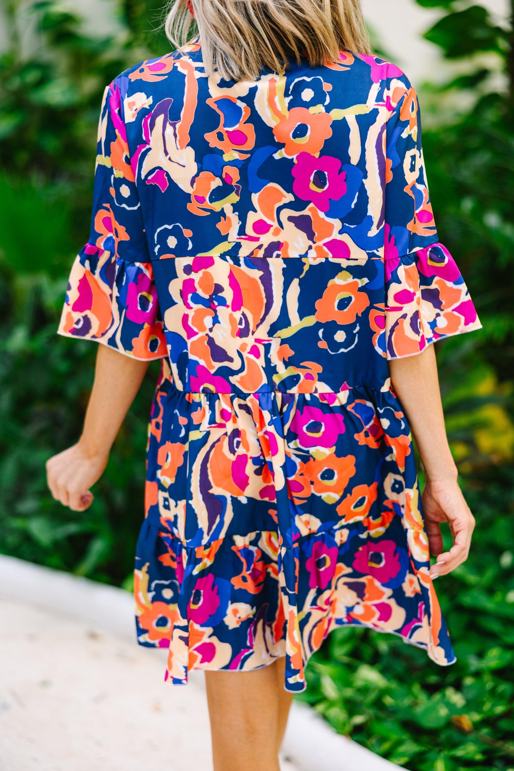 Feeling Like Love Navy Blue Floral Dress Female Product Image