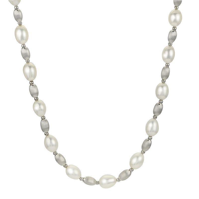 PearLustre by Imperial Sterling Silver Freshwater Cultured Pearl & Bead Necklace, Womens White Product Image