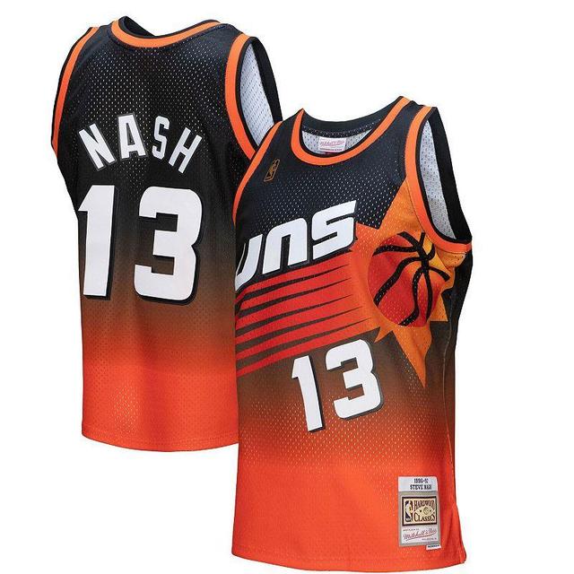 Mens Mitchell & Ness Steve Nash Orange/Black Phoenix Suns 1996/97 Hardwood Classics Fadeaway Swingman Player Jersey Product Image