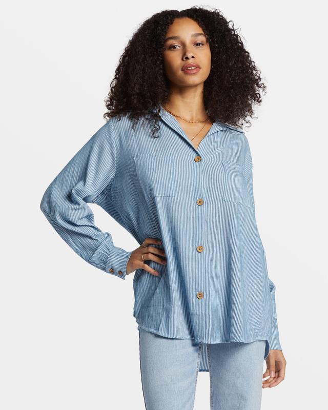 Swell Oversized Long Sleeve Shirt - Blue Shadow Female Product Image