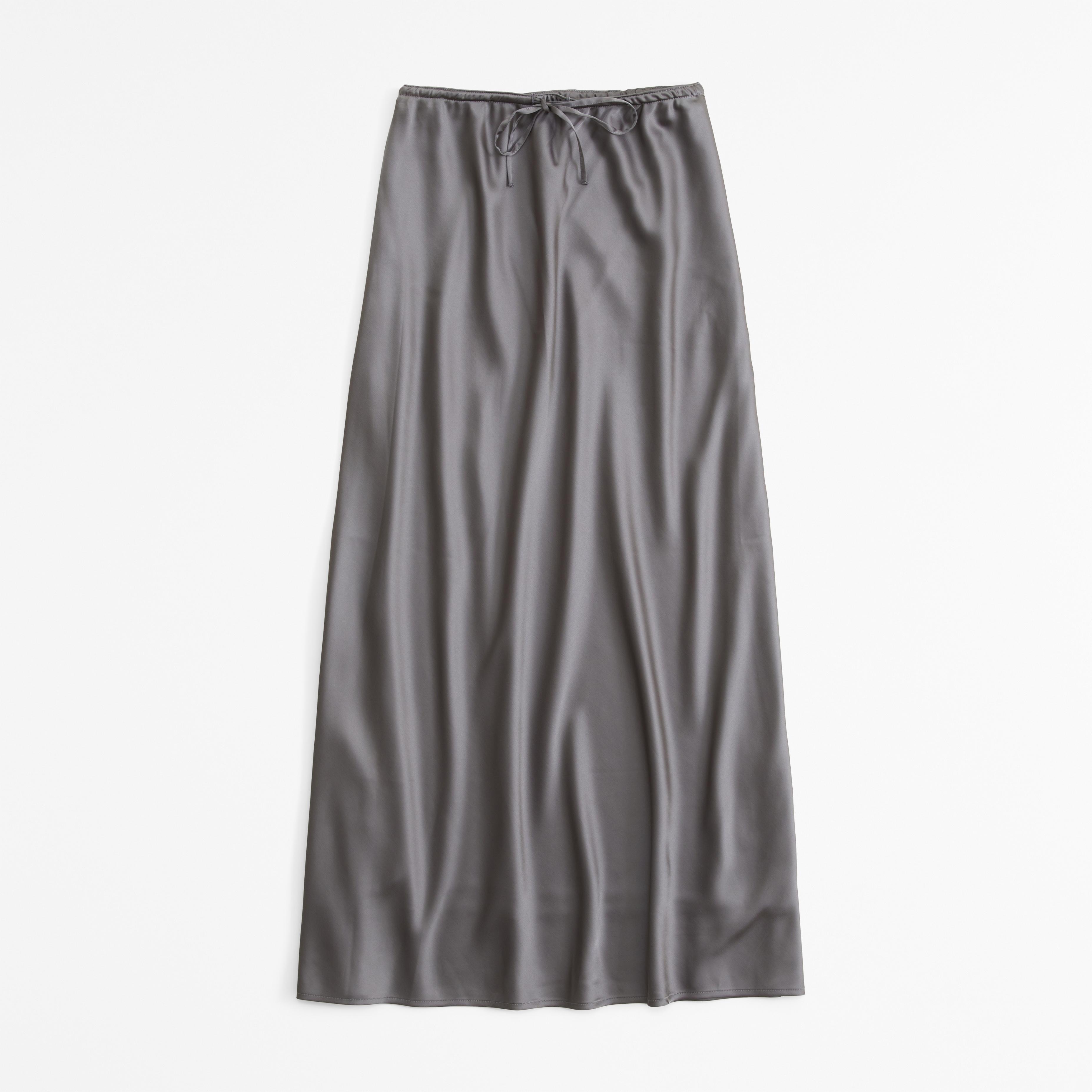 Mid Rise Satin Maxi Skirt Product Image