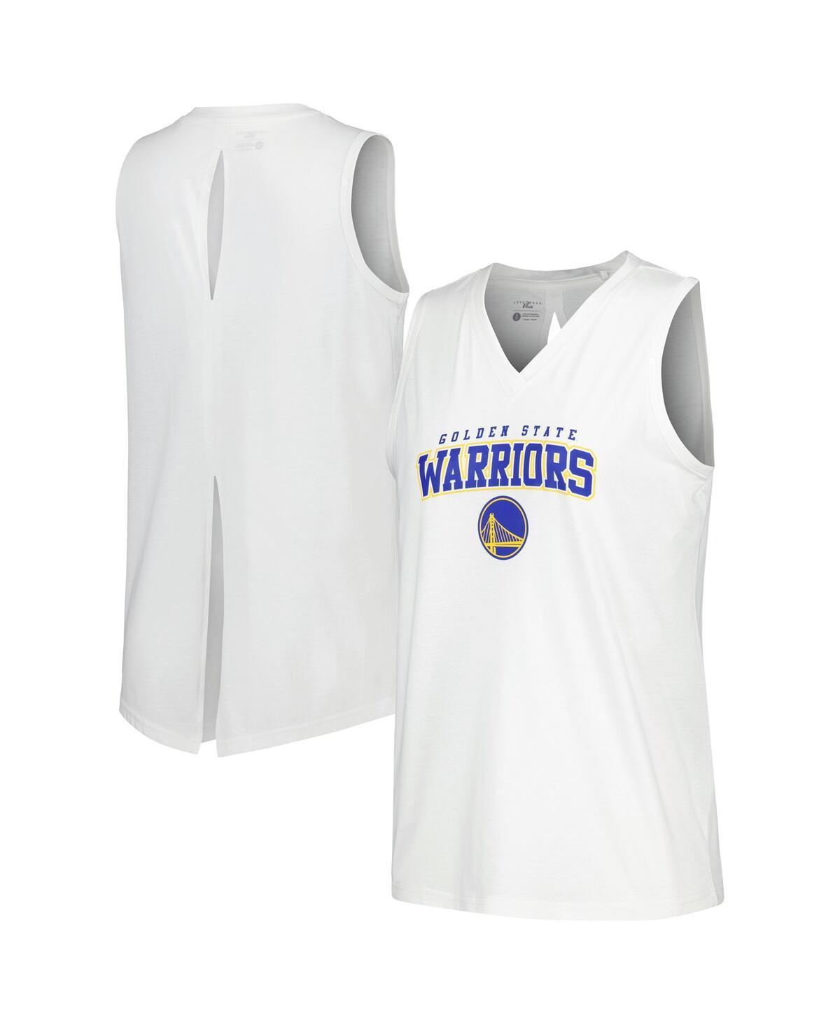 Womens LevelWear White Golden State Warriors Paisley Peekaboo Tank Top Product Image