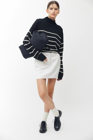 Fine-Knit Mock Turtleneck Sweater Product Image