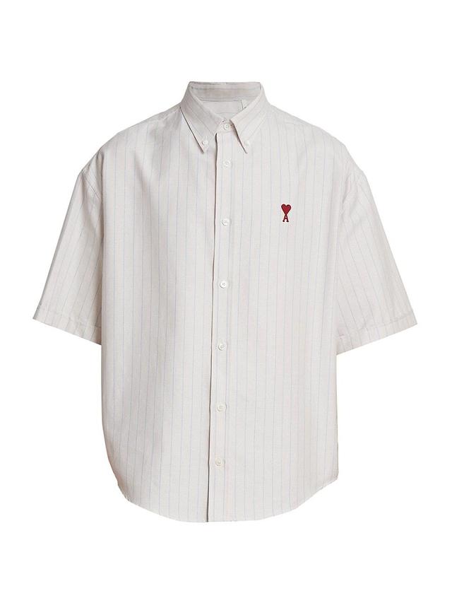 Mens Pinstriped Cotton Boxy-Fit Shirt Product Image