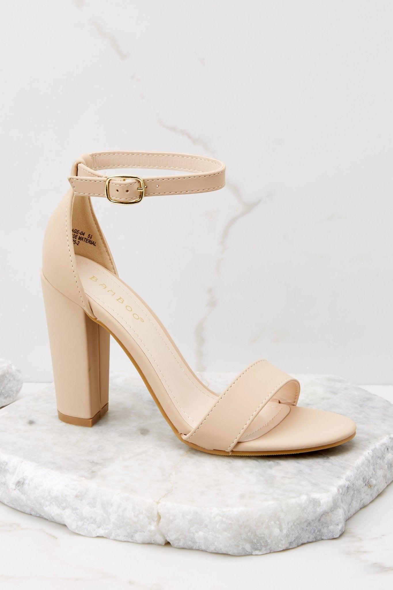 Plans To Dance Beige Ankle Strap Heels Product Image