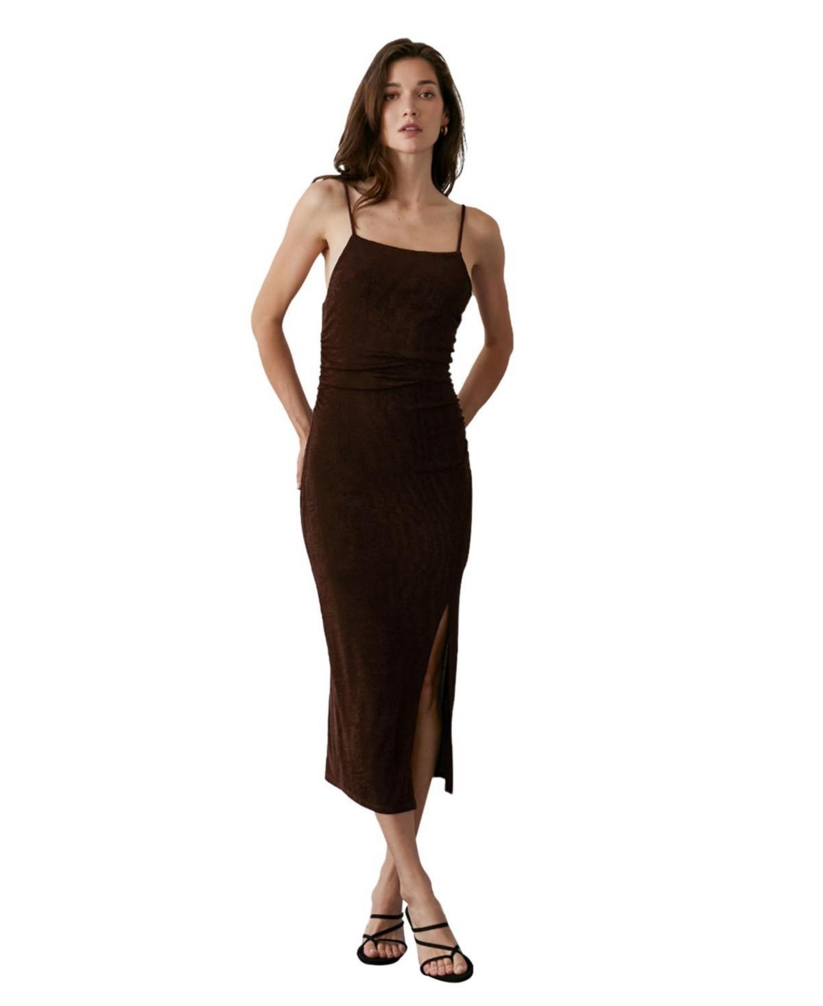 Womens Nylah Square Neck Ruched Midi Dress Product Image