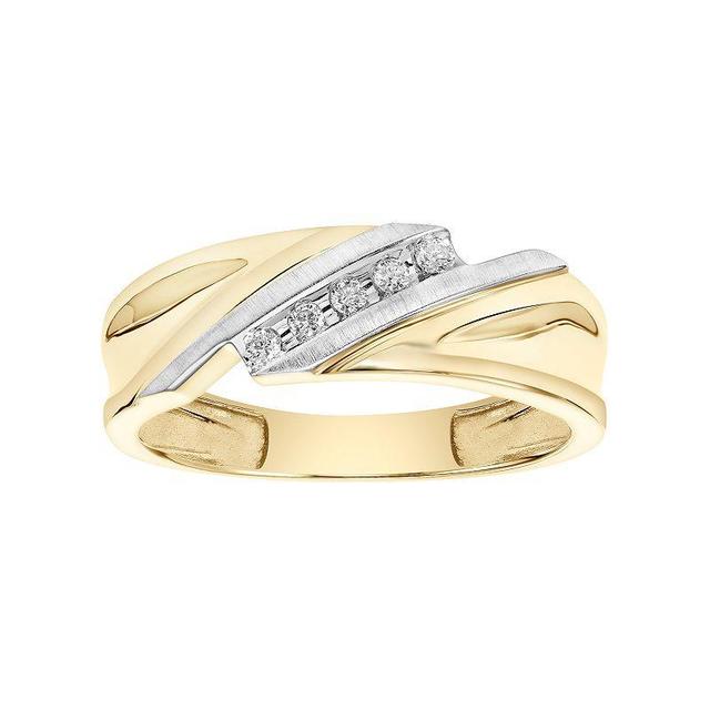 AXL Mens 10k Gold 1/10 Carat T.W. Diamond Bypass Wedding Band White Product Image