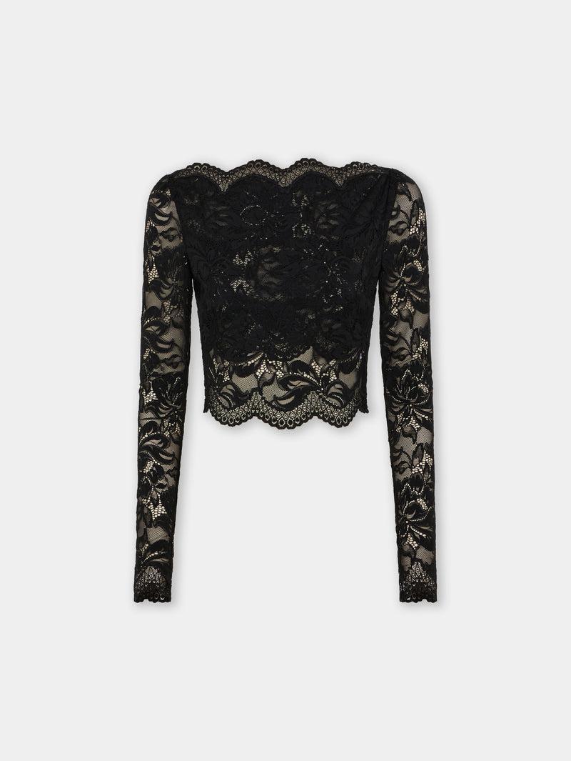 BLACK CROP TOP IN LACE product image