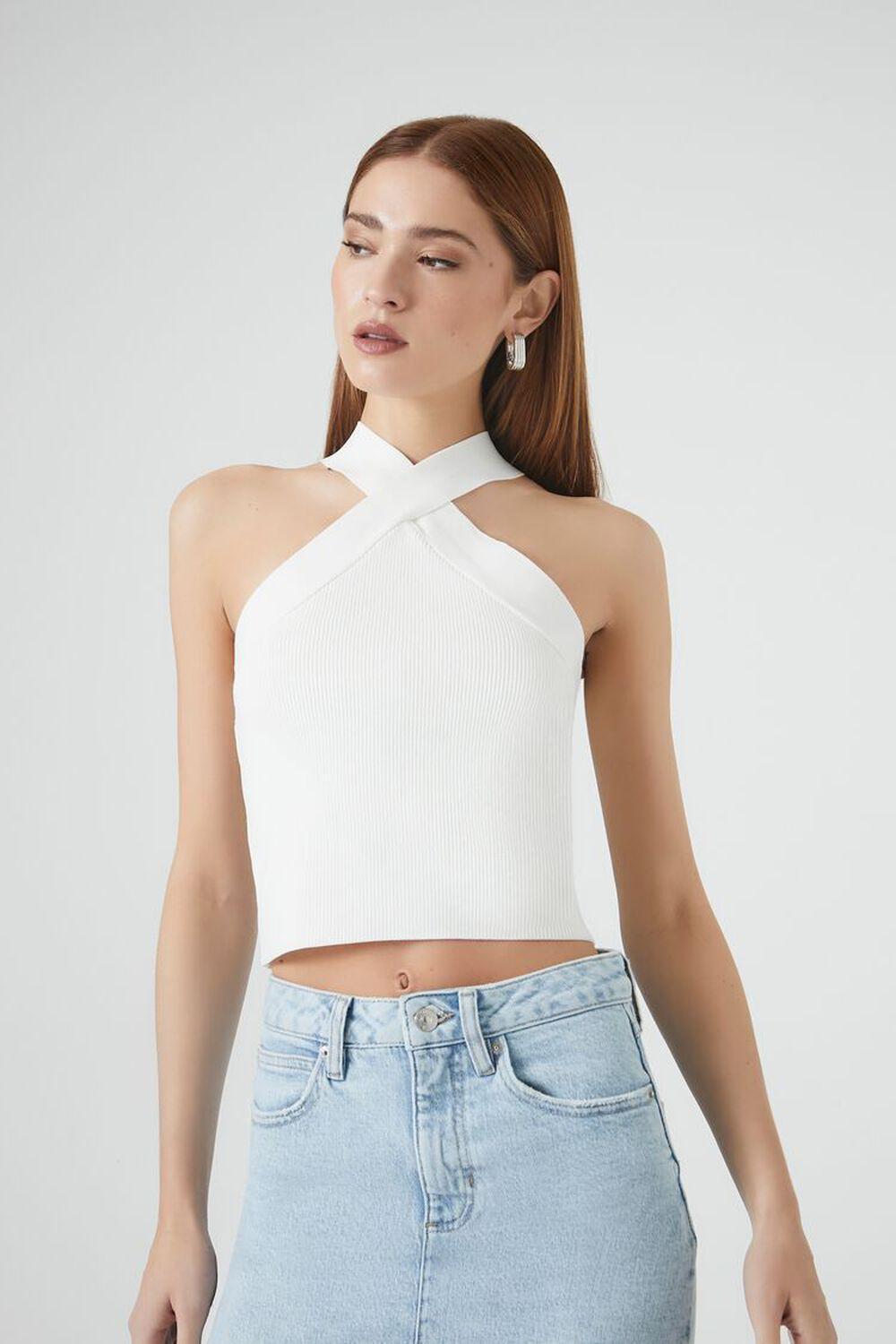 Sweater-Knit Crisscross Crop Top | Forever 21 Product Image