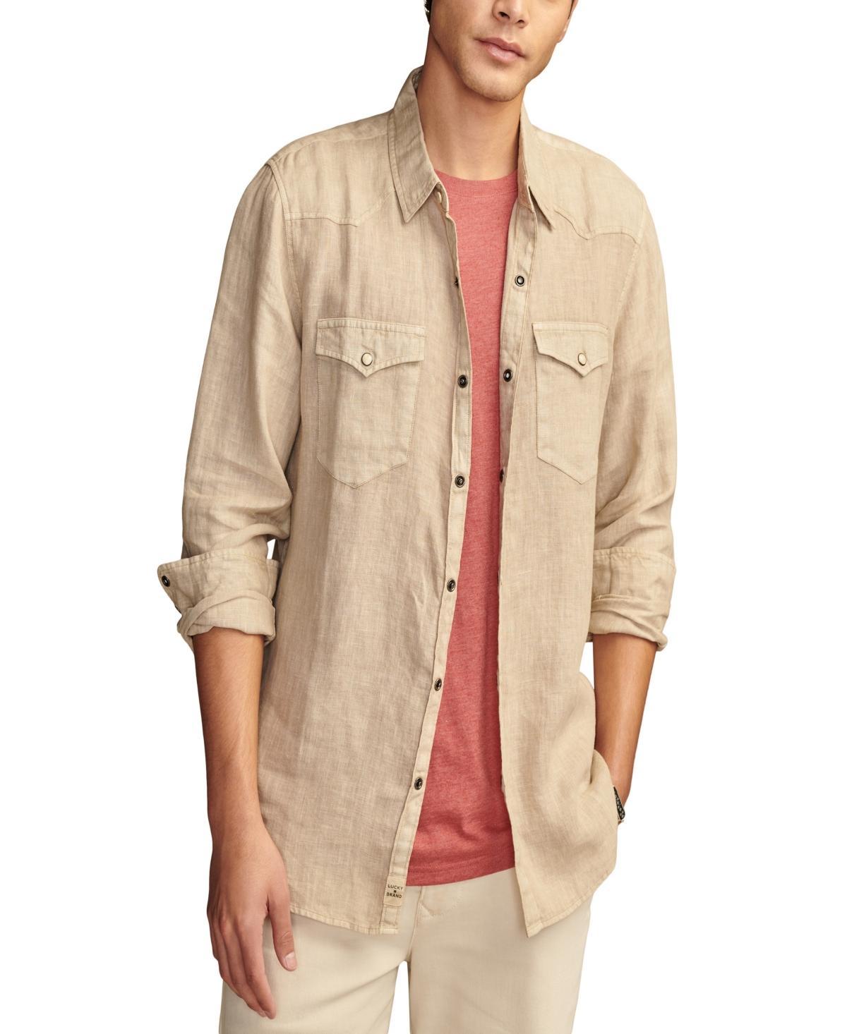 Men's Linen Western Long Sleeve Shirt Product Image