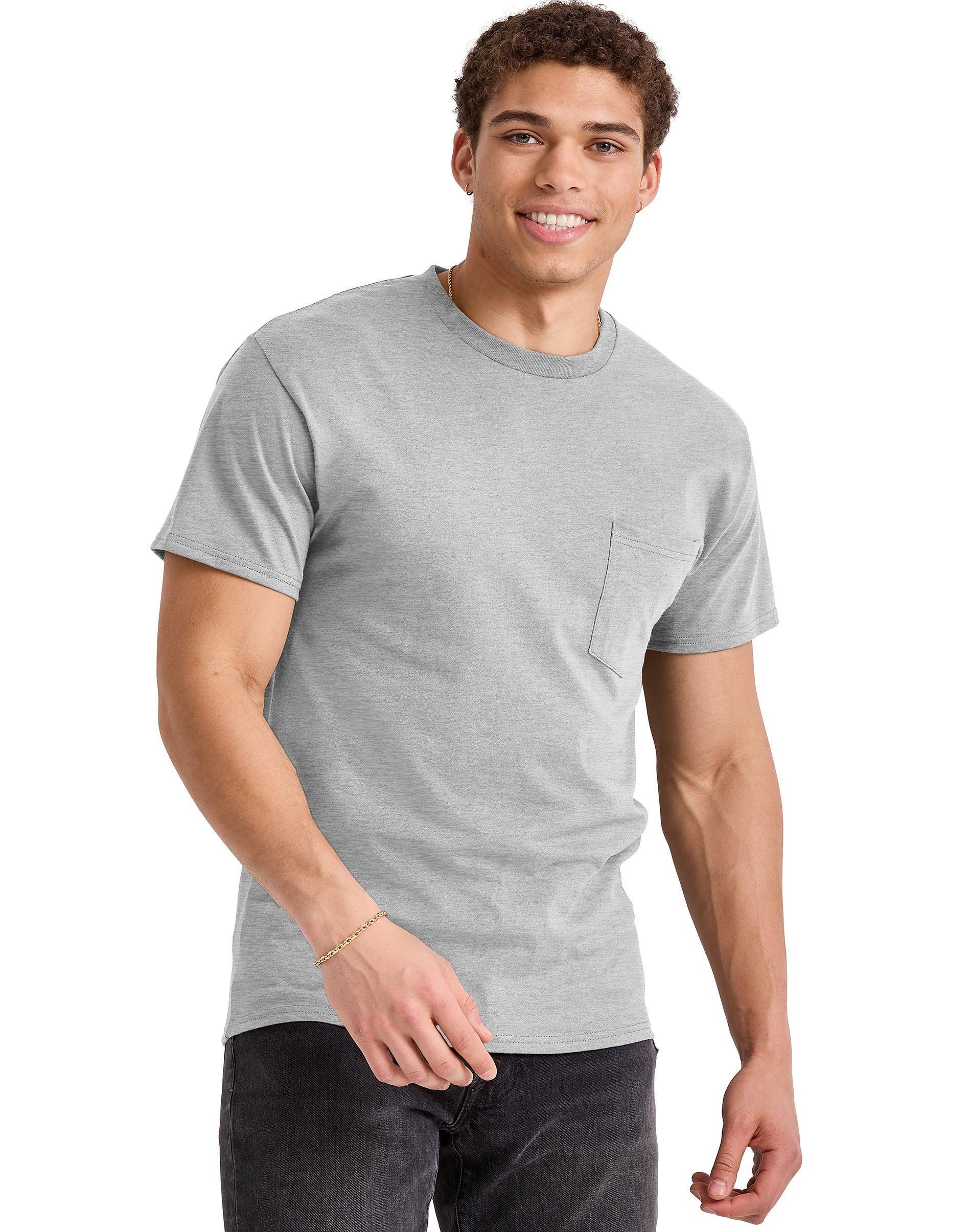 Hanes Essentials Mens Cotton Pocket T-Shirt White S Product Image