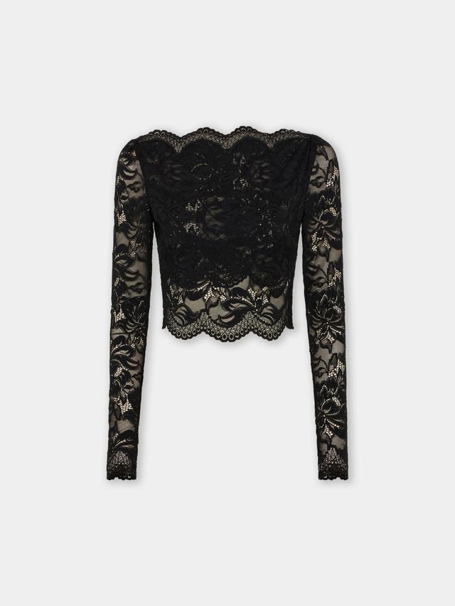 BLACK CROP TOP IN LACE Product Image