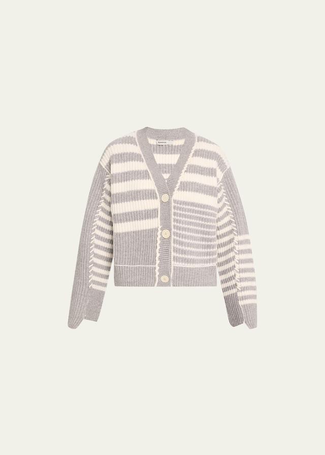 Adara Wool and Cashmere Stripe Cardigan Product Image