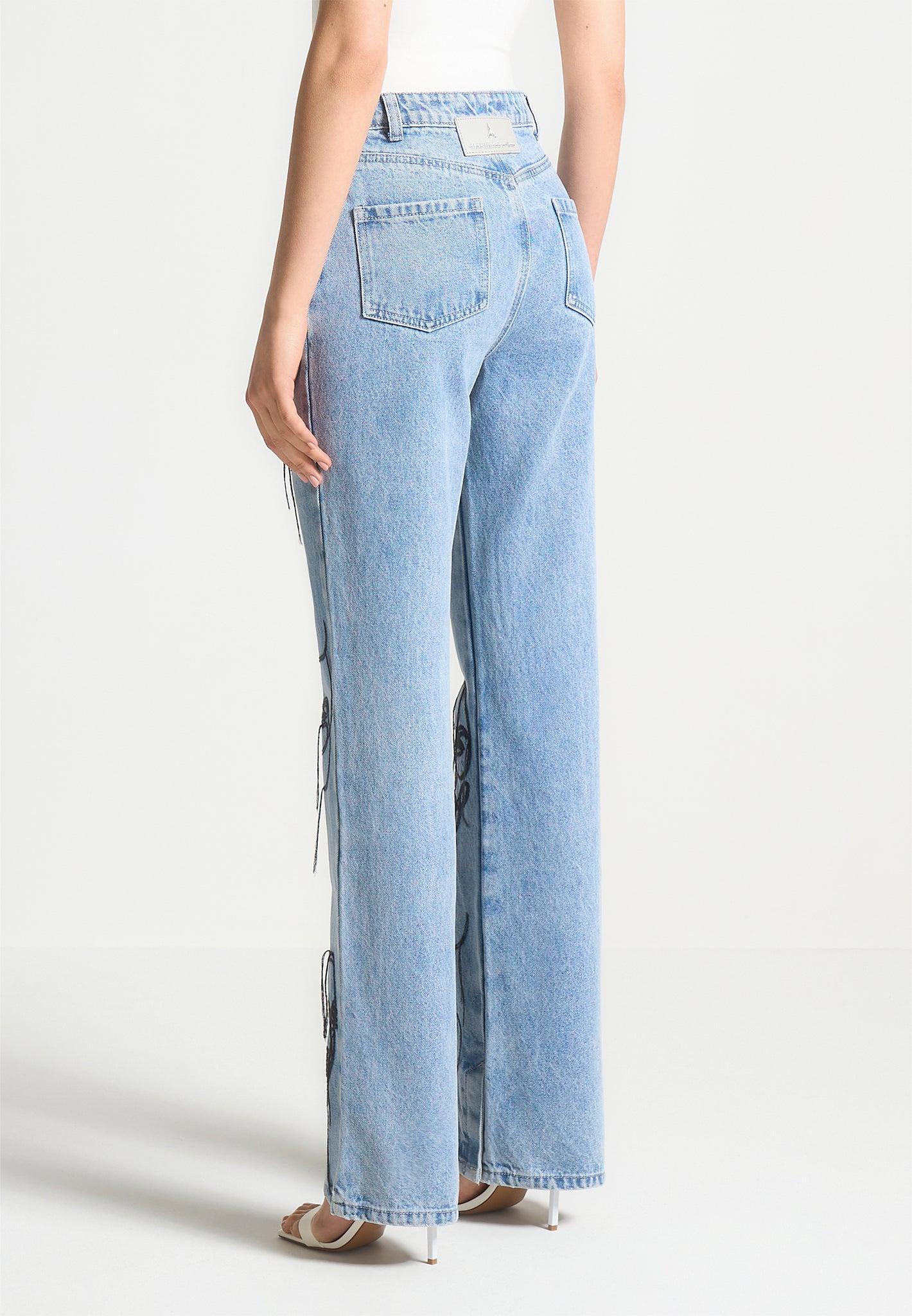 Line Art Boyfriend Jeans - Mid Blue Female Product Image