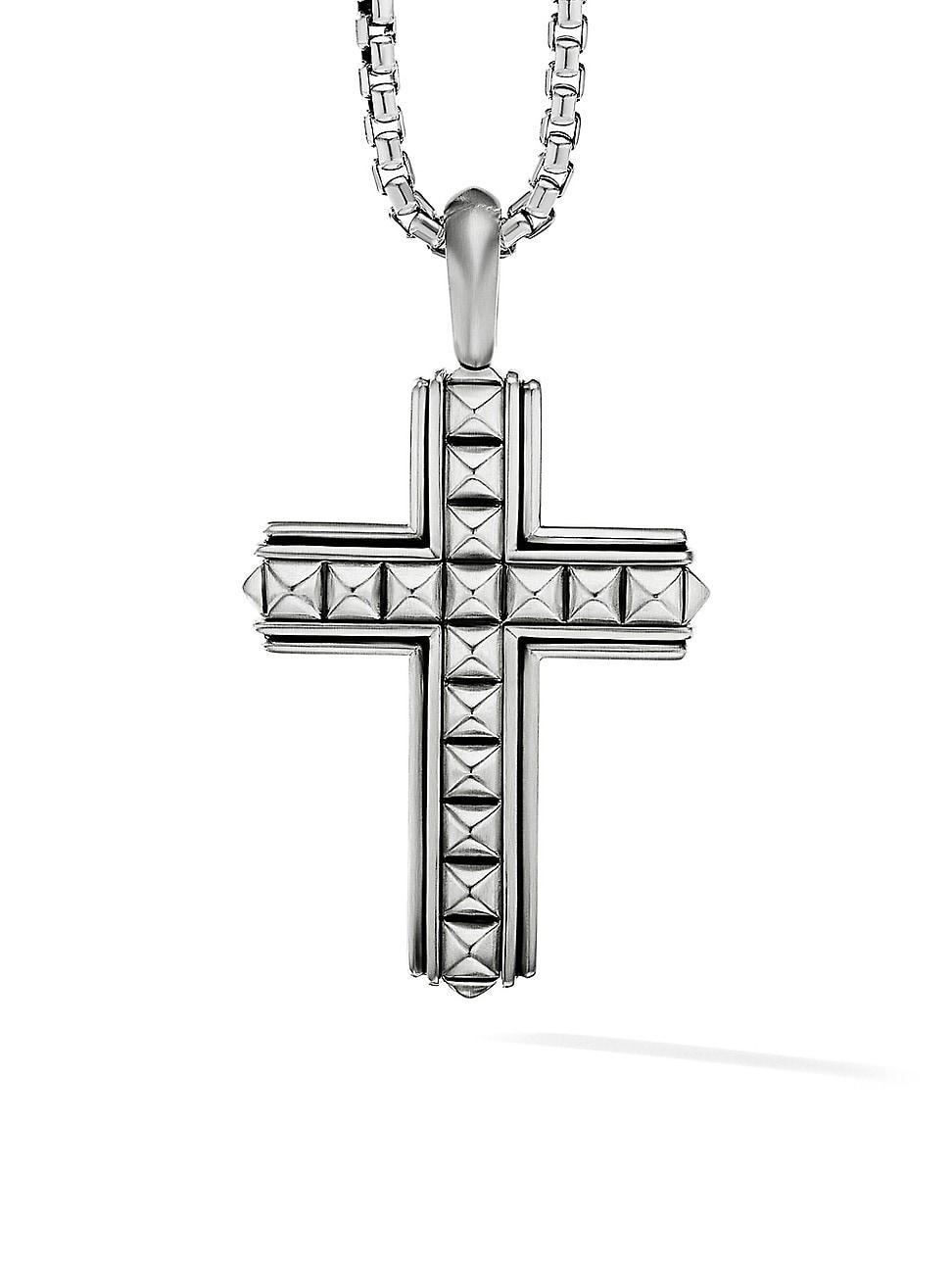 Mens Pyramid Sterling Silver Cross Pendant Product Image