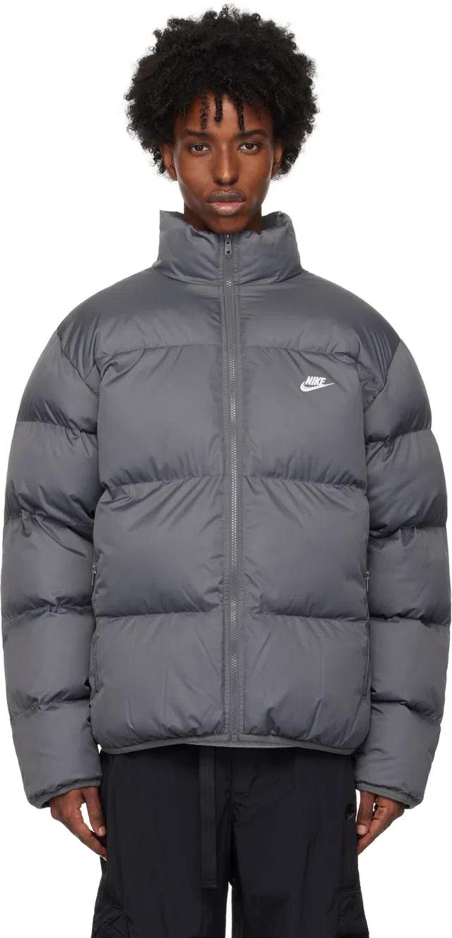 NIKE Gray Sportswear Club Puffer Jacket In Iron Grey/white Product Image