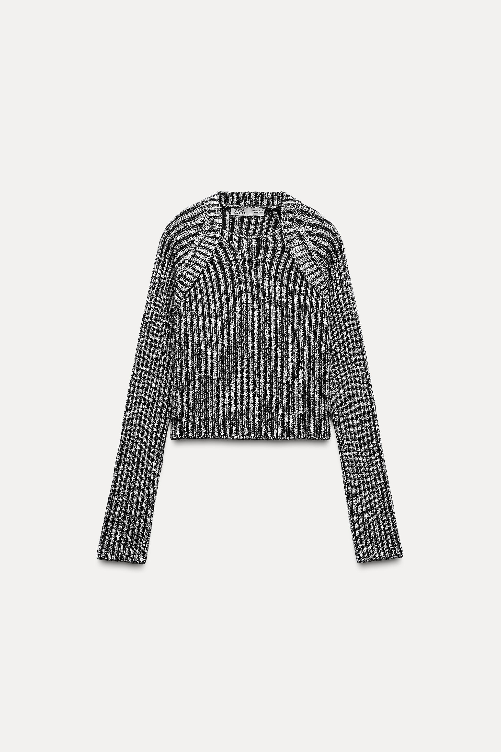 CROP RIBBED KNIT SWEATER Product Image