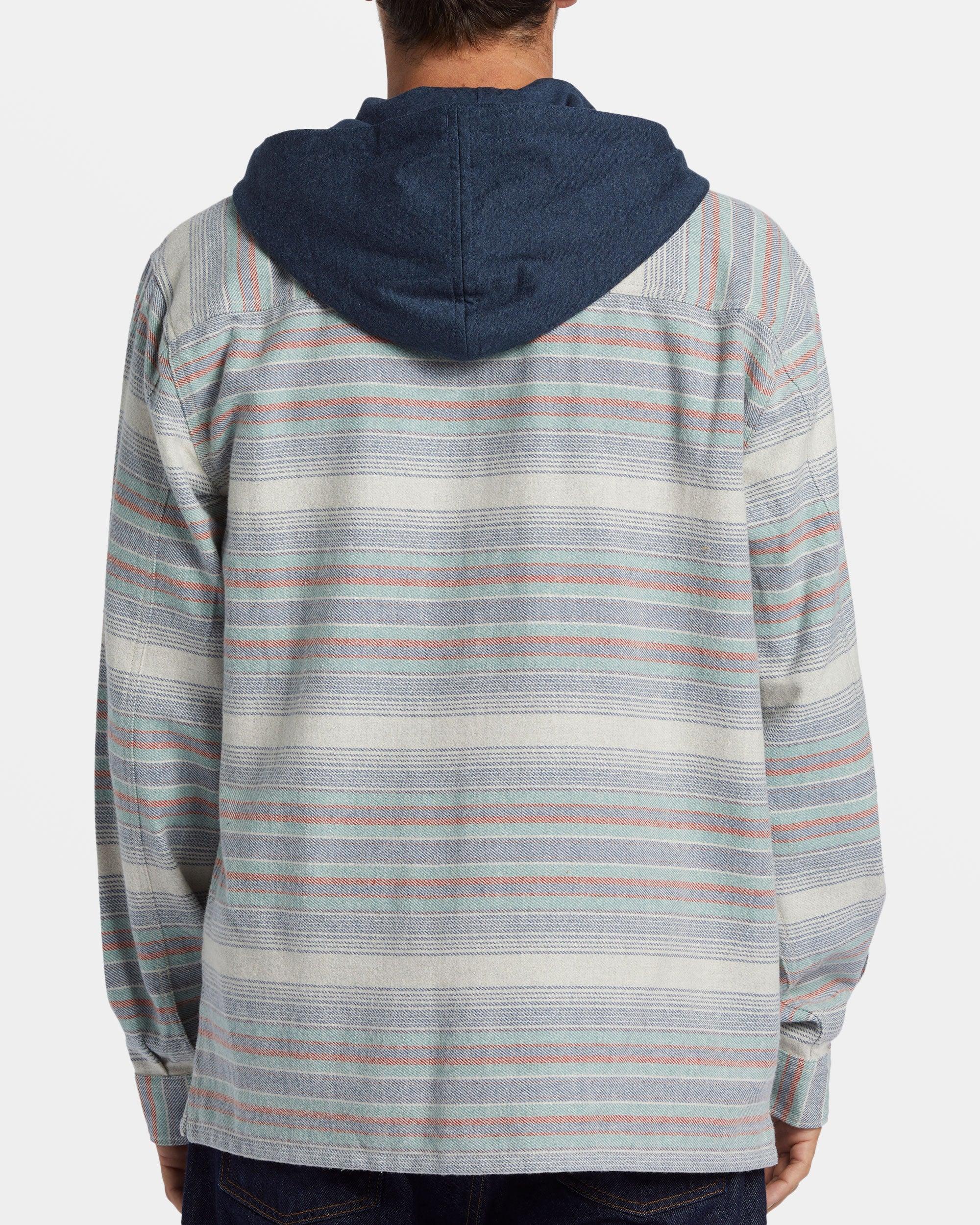 Baja Hooded Long Sleeve Flannel Shirt - Slate Blue Male Product Image