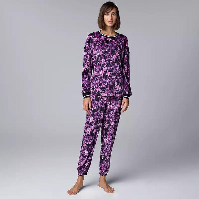 Womens Simply Vera Vera Wang Long Sleeve Pajama Top & Pajama Bottoms Set Product Image