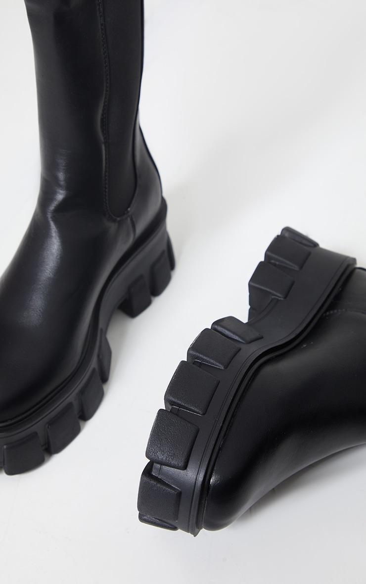 Black Extreme Chunky Sole Calf High Chelsea Boots Product Image