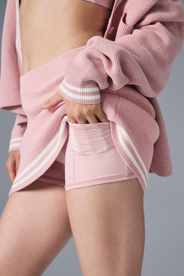 Tennis Club Sweater Knit Skirt - Ballet Pink/White Female Product Image