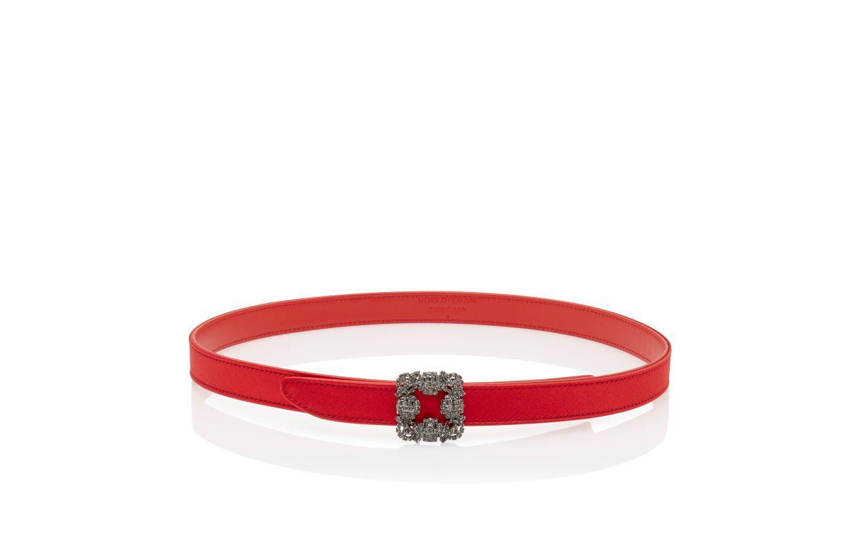 HANGISI BELT MINI Red Satin Crystal Buckled Belt Product Image