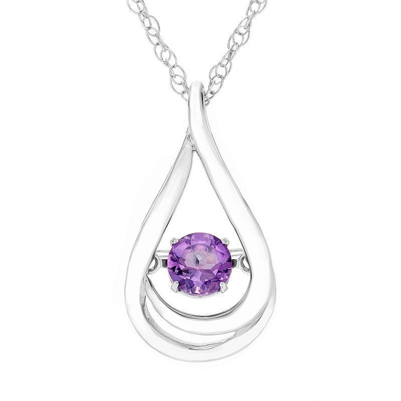 Boston Bay Diamonds Sterling Silver Brilliance-in-Motion Genuine Amethyst Teardrop Pendant Necklace, Womens Product Image