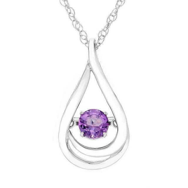 Boston Bay Diamonds Sterling Silver Brilliance-in-Motion Genuine Amethyst Teardrop Pendant Necklace, Womens Purple Product Image