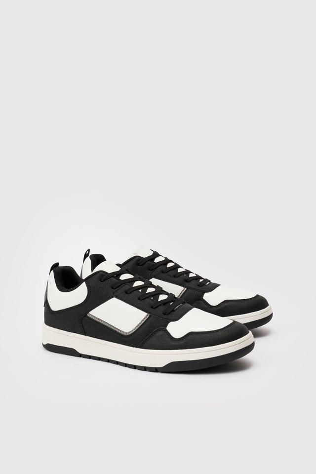 Contrast Chunky Trainer In Black | boohooMAN USA Product Image