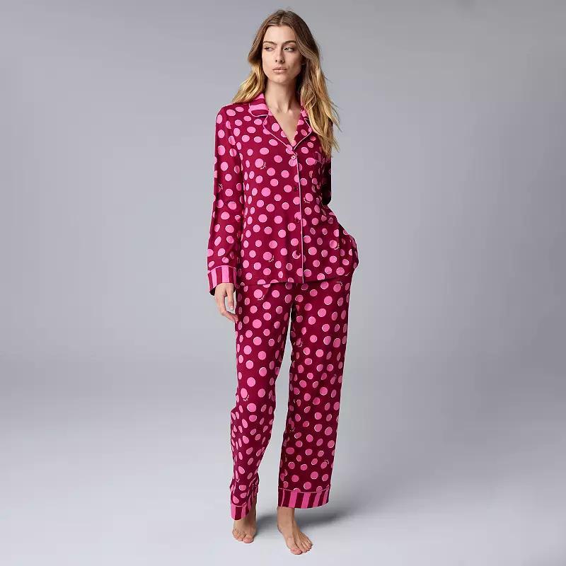 Womens Simply Vera Vera Wang Long Sleeve Pajama Top & Pajama Bottoms Sleep Set Product Image