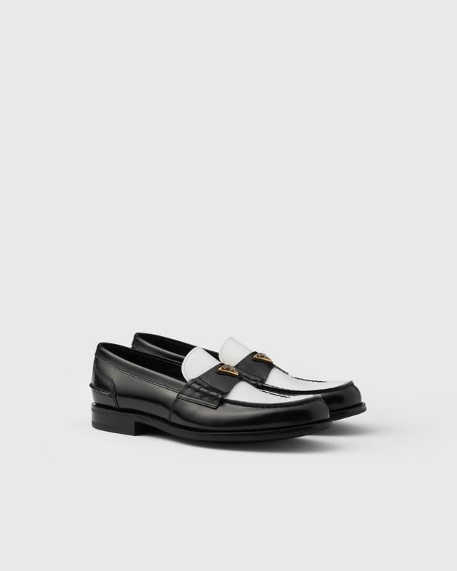 Two-tone brushed leather loafers Product Image