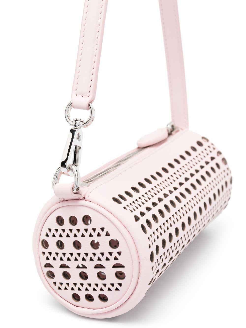 ALAÏA Tube Mini Leather Shoulder Bag In Pink Product Image