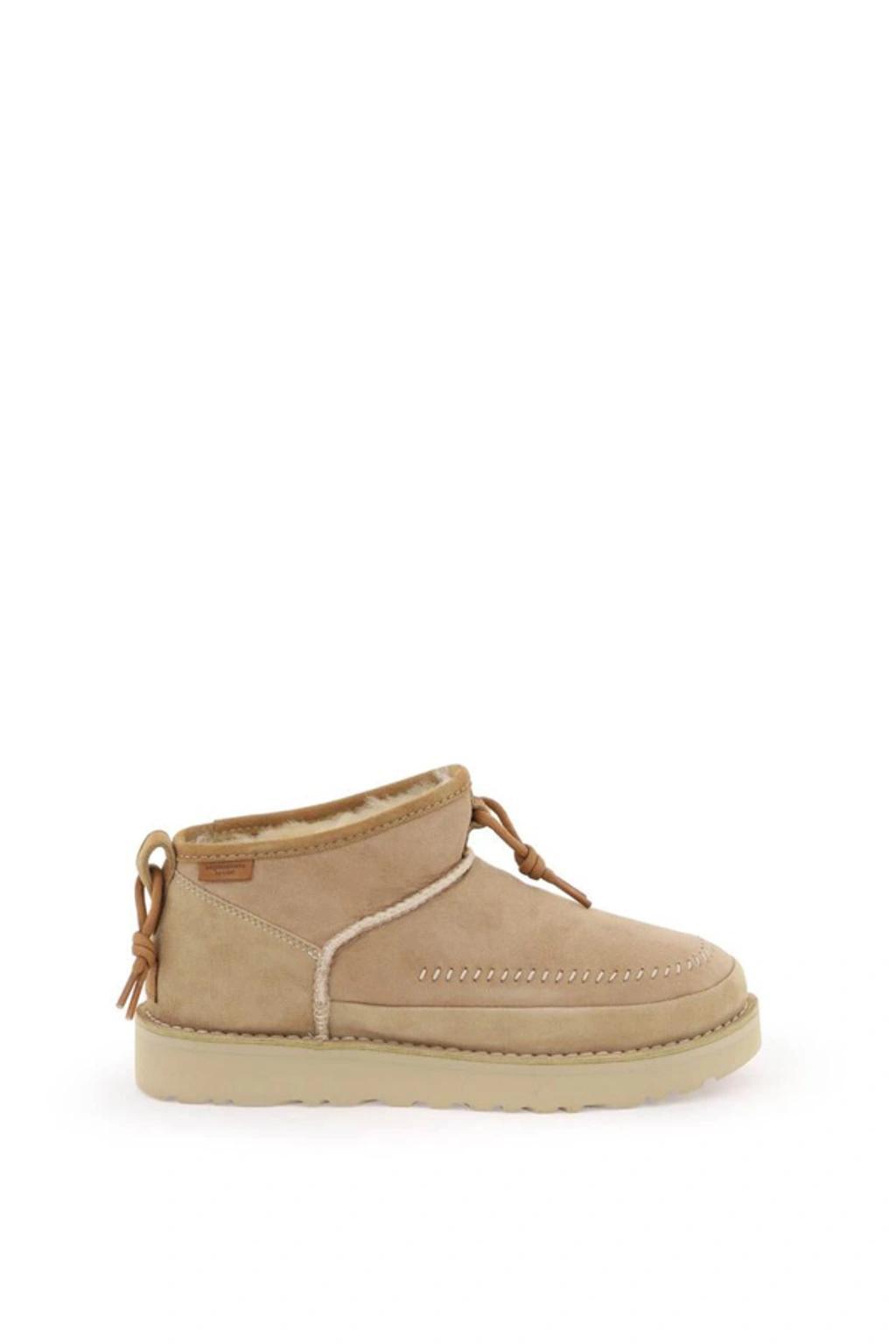 Ultra Mini Crafted Regenerate Suede Boots In Beige Product Image