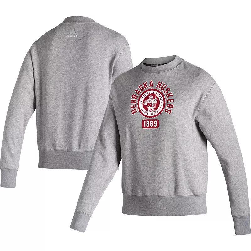 Womens adidas Heathered Gray Indiana Hoosiers Vintage Circle Pullover Sweatshirt Product Image