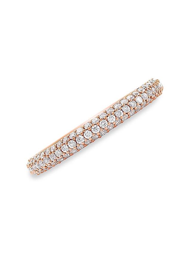 Womens Moonlight 18K Rose Gold & Diamond Pav Slim Ring Product Image