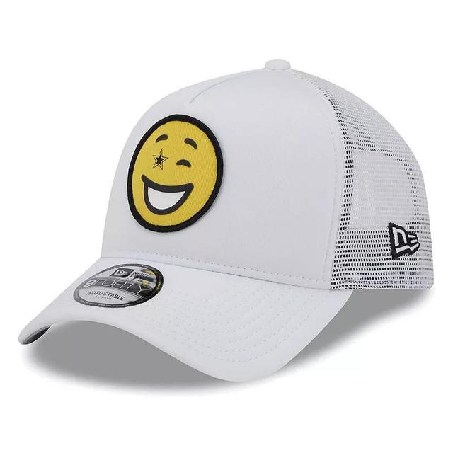 New Era Mens White Dallas Cowboys Happy A-Frame Trucker 9FORTY Snapback Hat Product Image