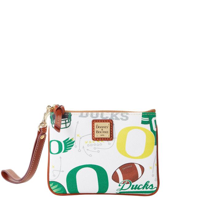 Dooney & Bourke Womens Collegiate University of Oregon Stadium Coated Cotton Wristlet in White Multi Product Image