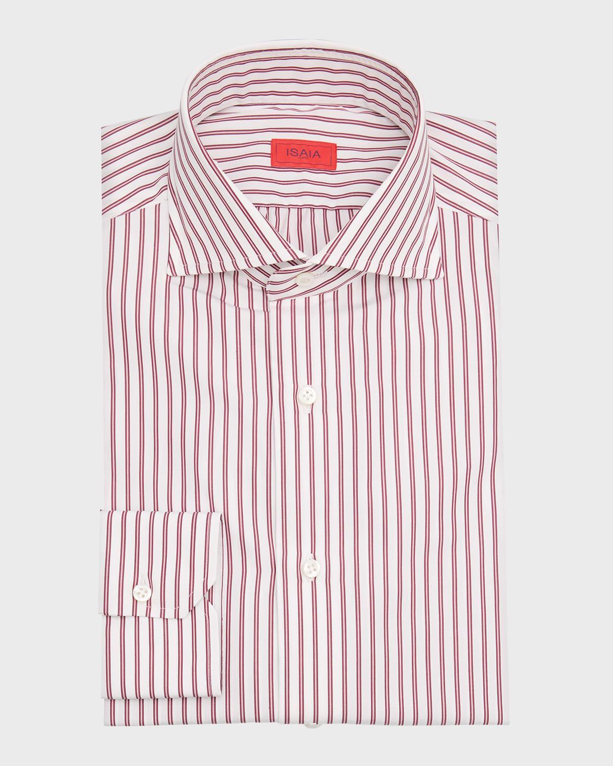 Mens Cotton Multi-Stripe Dress Shirt Product Image