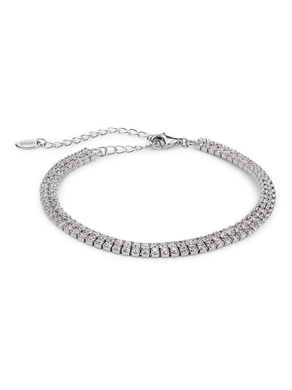 Womens Sterling Silver & Cubic Zirconia Double-Row Tennis Bracelet Product Image