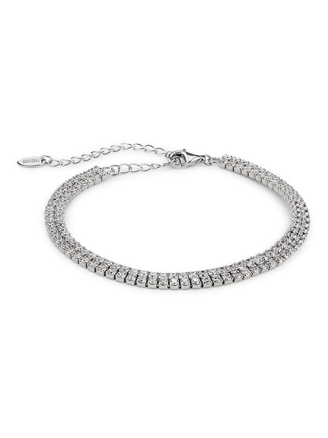 Womens Sterling Silver & Cubic Zirconia Double-Row Tennis Bracelet Product Image