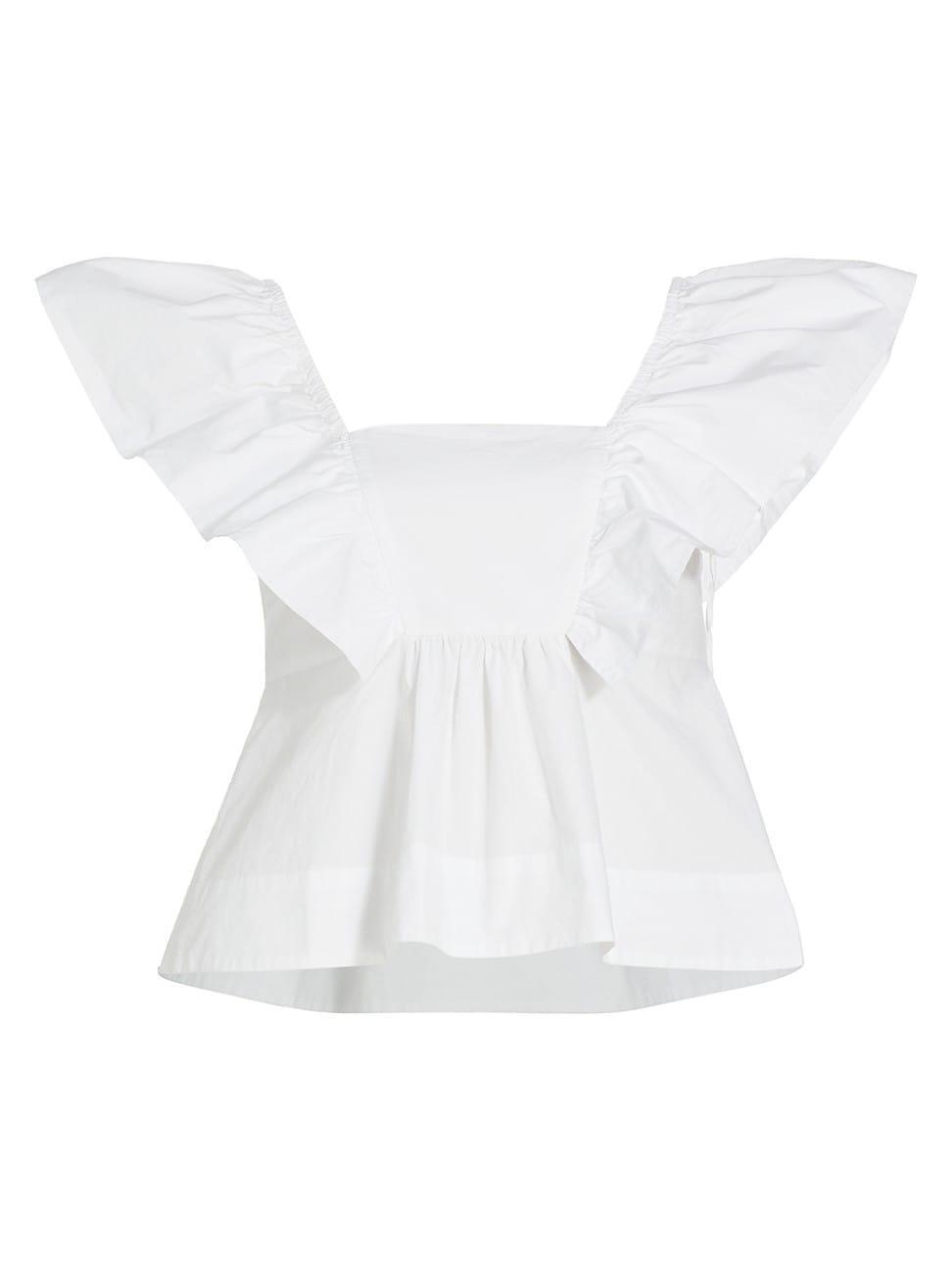 Womens Ruffle Cotton Poplin Blouse Product Image